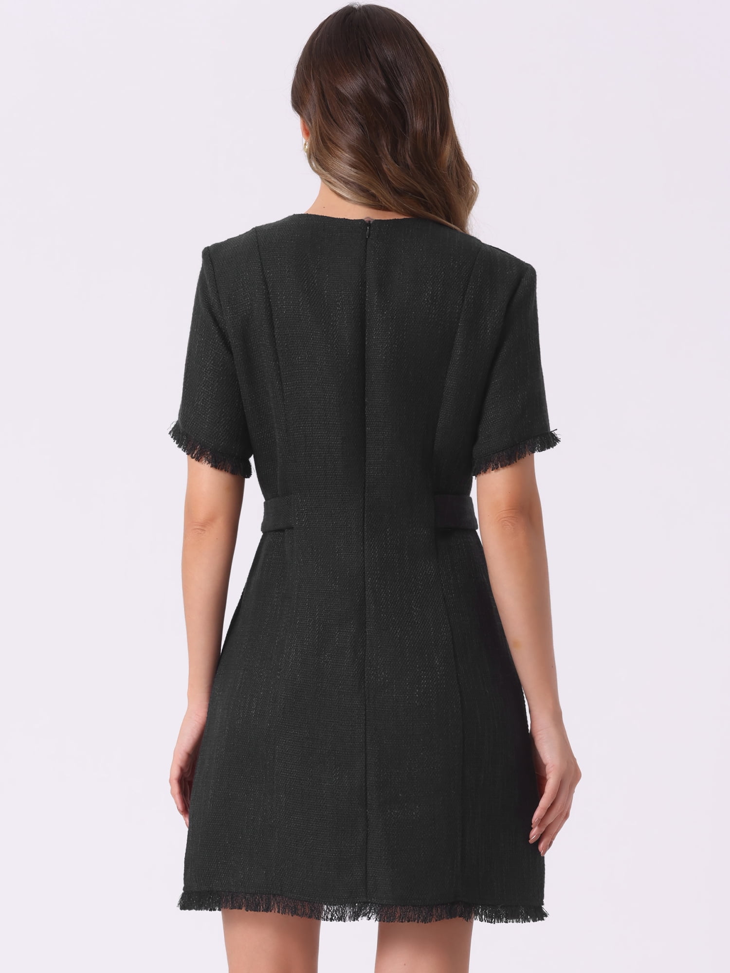 DARING DIVA Tweed Sweater Elegant Casual Knit Dress XS Black