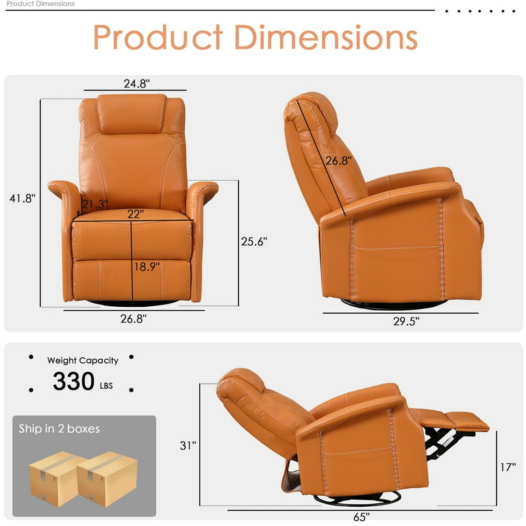 QJTC Swivel Rocking Recliner Chair, Faux Leather Manual QJTC Swivel Rocking Recliner Chair, Faux Leather Manual