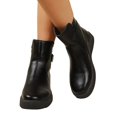 thumbnail image 5 of NexTorq Leather Ankle Boots for Women Low Heel Chunky Heeled Short Boots Round Toe Dress Booties with Side Zipper & Buckle Comfortable Non-Slip Fashion Casual Winter Fall Shoes Black US-5 (EU-35), 5 of 5