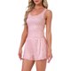 thumbnail image 4 of Pijama de mujer con volantes Inspire Chic, conjunto de top de tirantes con volantes y pantalones cortos, 2 piezas, XS, rosa, 4 of 6