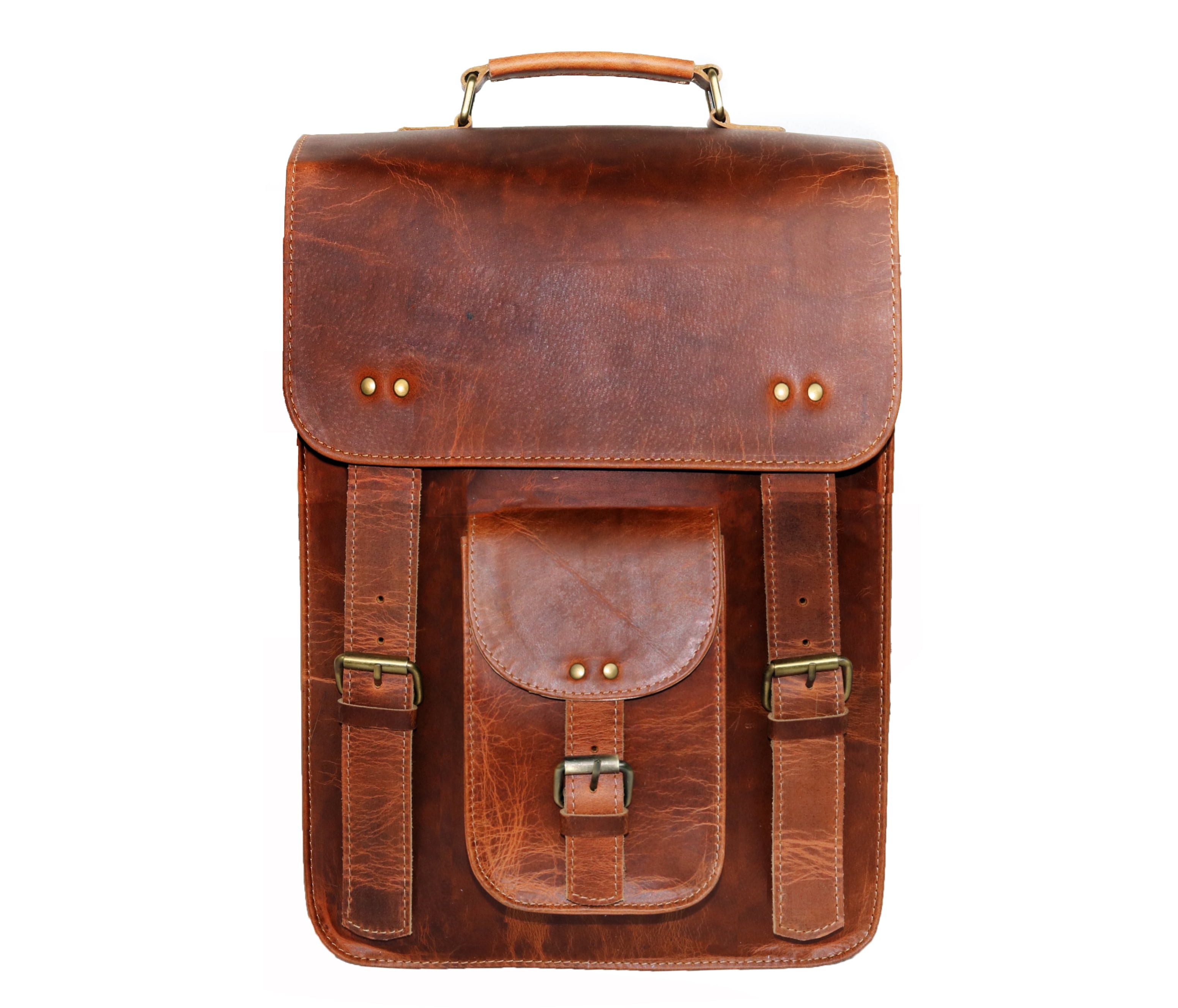 Jaald 15" Leather Satchel Laptop Briefcase Messenger Bag Cross Body Shoulder Purse Vintage Office Bag for Men and Women Travel Work Bag