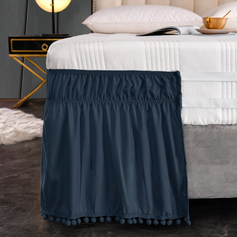 Exclusivo Mezcla Pom Pom Queen Bed Skirt Navy photo 5