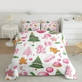 thumbnail image 2 of jejeloiu Cartoon Gingerbread Man Queen Comforter Set,Chic Christmas Tree Bedding Sets,Xmas Theme Dessert Candy Cane Bedding Comforter Set For Girl Kids,Breathable Home Decor Reversible,3 Pieces, 2 of 8