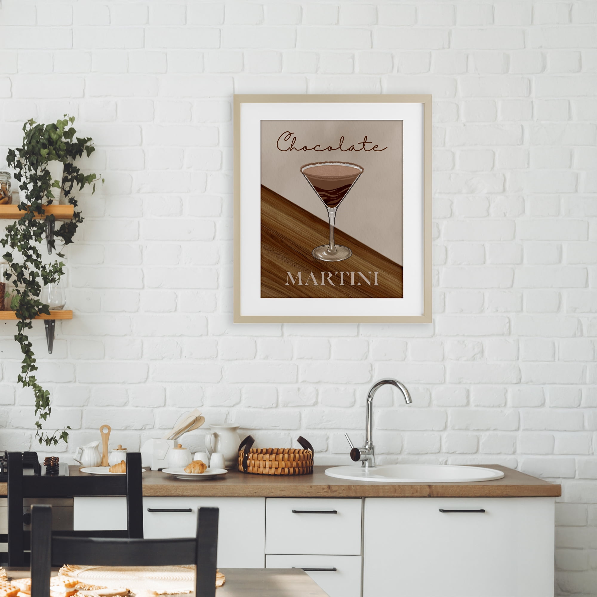 Stupell Industries Chocolate Martini on Brown Birch Framed Print Under Glass, design by Marcus Prime