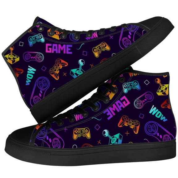 Aidianart Womens Video Game High Top Shoes High Top Canvas Sneakers Size 7