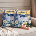 thumbnail image 2 of Yellow Dragonfly Outdoor Waterproof Pillow Covers, Spring Floral Watercolor Flowers Decorative Square Throw Pillowcase Sofa Cushion Sham for Patio/Couch/Chair, 16"x16" 2 Pack, 2 of 8