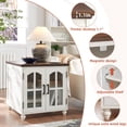 thumbnail image 6 of Buildhom Farmhouse End Table with Charging Station, 2pc 24" Wide Nightstand with Glass Barn Door & Adjustable Shelf for Living Room, White, 6 of 9