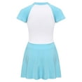 thumbnail image 4 of inhzoy Girls One Piece Swimsuit Rash Guard Sun Protection Bathing Suit Sports Swimwear Short Sleeve Swim Dress Light Blue 140/L 不带胸垫, 4 of 7