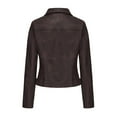 thumbnail image 5 of BLTIBY Women's Leather Casual Jackets Fall Button Solid Color Lapel Trendy Motorcycle Cropped Outfwear Lightweight Slim Coats Coffee XXL, 5 of 9