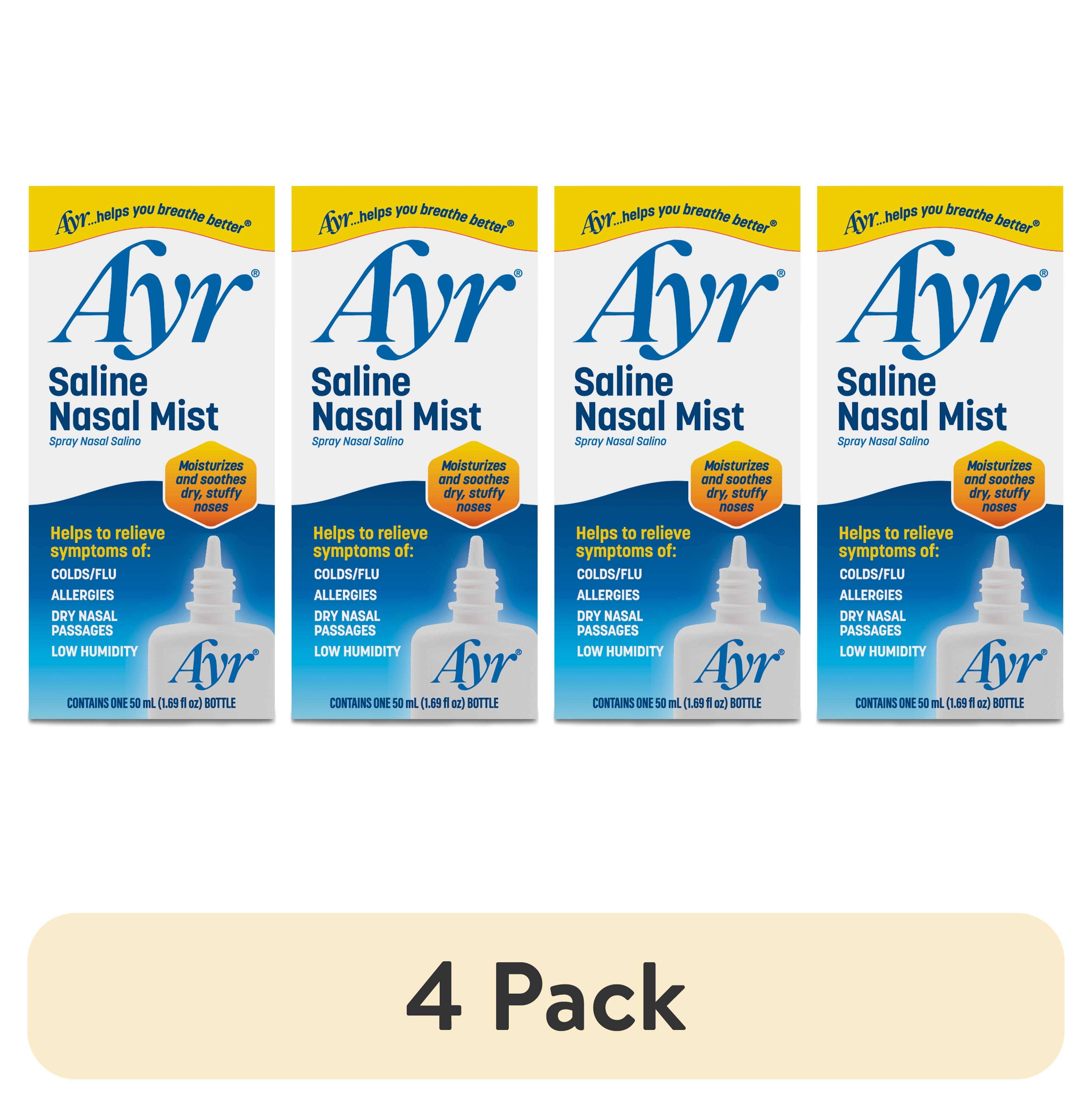 (4 pack) Ayr Saline Nasal Mist, for Daily Saline Nasal Care, 50mL