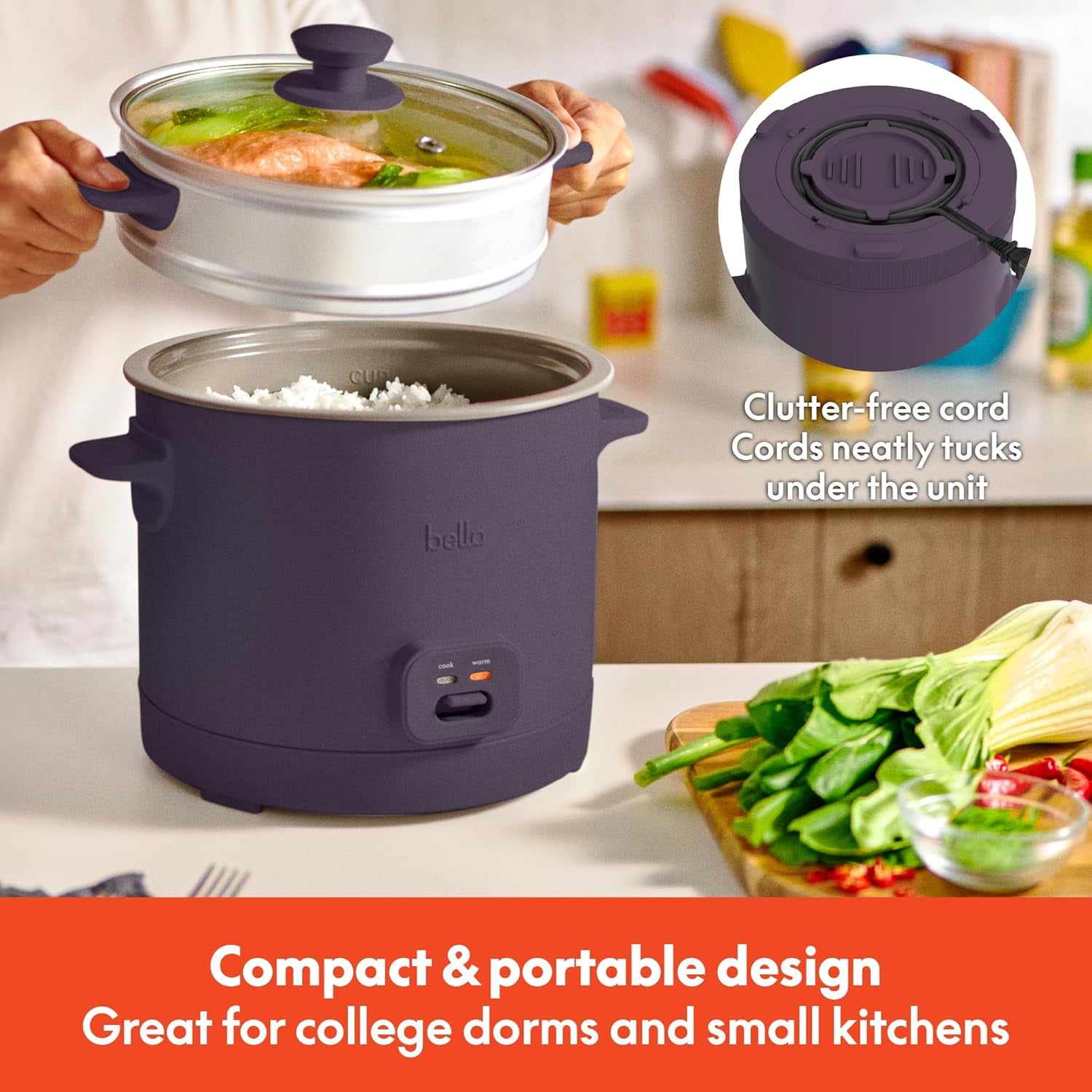 16 Cup Rice Cooker with Steamer, Nonstick Bowl,  Warm Function,