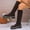 #140-Brown, variant on Roncen Women's Fashion Casual Retro Round Toe Chunky Heel Boots - Stretchy Elastic Mid-Calf Boots Slenderizing Design with Classic Solid Color for Versatile Outfits