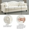 thumbnail image 5 of Modern 79" Chesterfield Sofa with Two Pillows, 3 Seater Sofa Tufted Couch with Rolled Arms and Nailhead ,for Living Room, Bedroom, Office, Apartment, WHITE TEDDY, 5 of 6