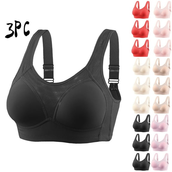 Elainilye Fashion No Wire Bras for Women 3pc Gathering Breastfeeding Bra Slip and Polishing Daily Bra Underwear,Beige