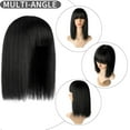 thumbnail image 3 of 14" Hair Topper with Bangs Clip in Top Extensions 200% Density Silk Base Top Hairpieces Straight Crown Wiglet for Thinning  Hair Women, 3 of 13
