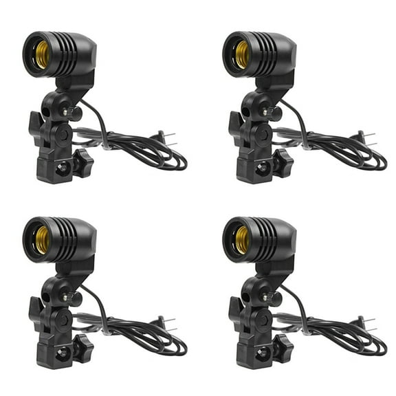 4X Light Lamp Photo Studio E27 AC Socket Photography 1.8M Cable Cord Bulb Stand with Umbrella Holder Mount US Plug