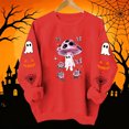 thumbnail image 6 of Womens Halloween Tops Crew Neck Funny Ghost Printed Long Sleeve Trendy Spooky Festival Pullover Top Red M, 6 of 7