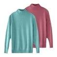 thumbnail image 3 of Women's 2PC Soft Solid Color Round Neck Pullover Sweater Set, Comfortable Knit Pullover Tops for Autumn Winter Wear, Casual Daily Outfits and Entertainment Activities Mint Green M, 3 of 3