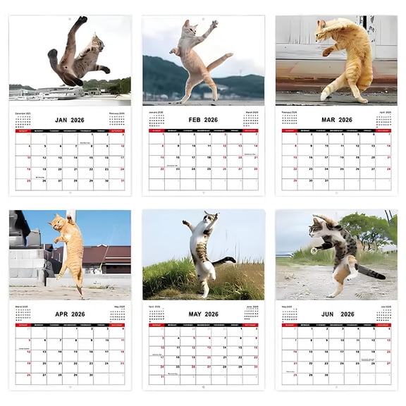 HBBKVI 2026 Wall Calendar 12 Months with Large Grids, Corporate Cats Theme for Office Home