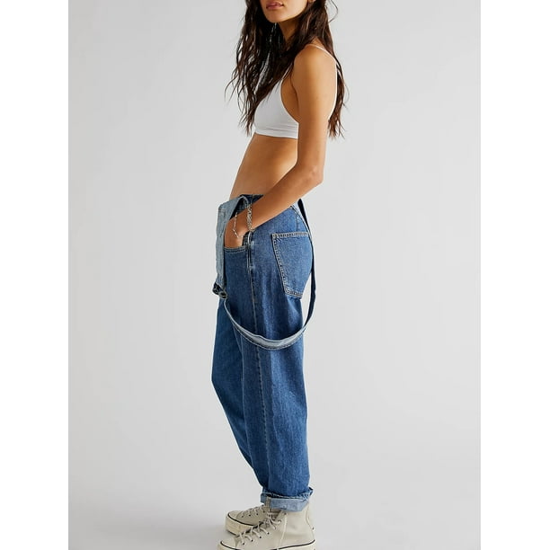 Salopette Ample Femme En Coton Et Lin - Combinaison Décontractée Sans Manches à Bretelles Réglables, Pantalon Baggy Long Confortable Pour Été
