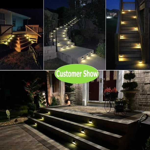 Lampe solaire pour l'extérieur 8 pièces Led Deck Lights Step Lamp Lumière  solaire Outdoor Outdoor Path Stair Lamp pour terrasse Clôture et marches