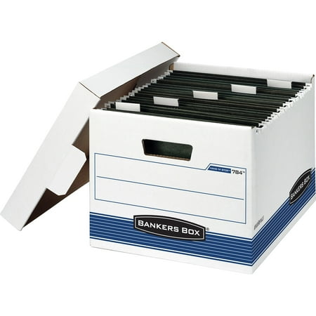 Bankers Box Side Tab Storage - Bankers Box, FEL00784, Hang 'N' Stor Storage Boxes, 4 / Carton, Kraft,Green