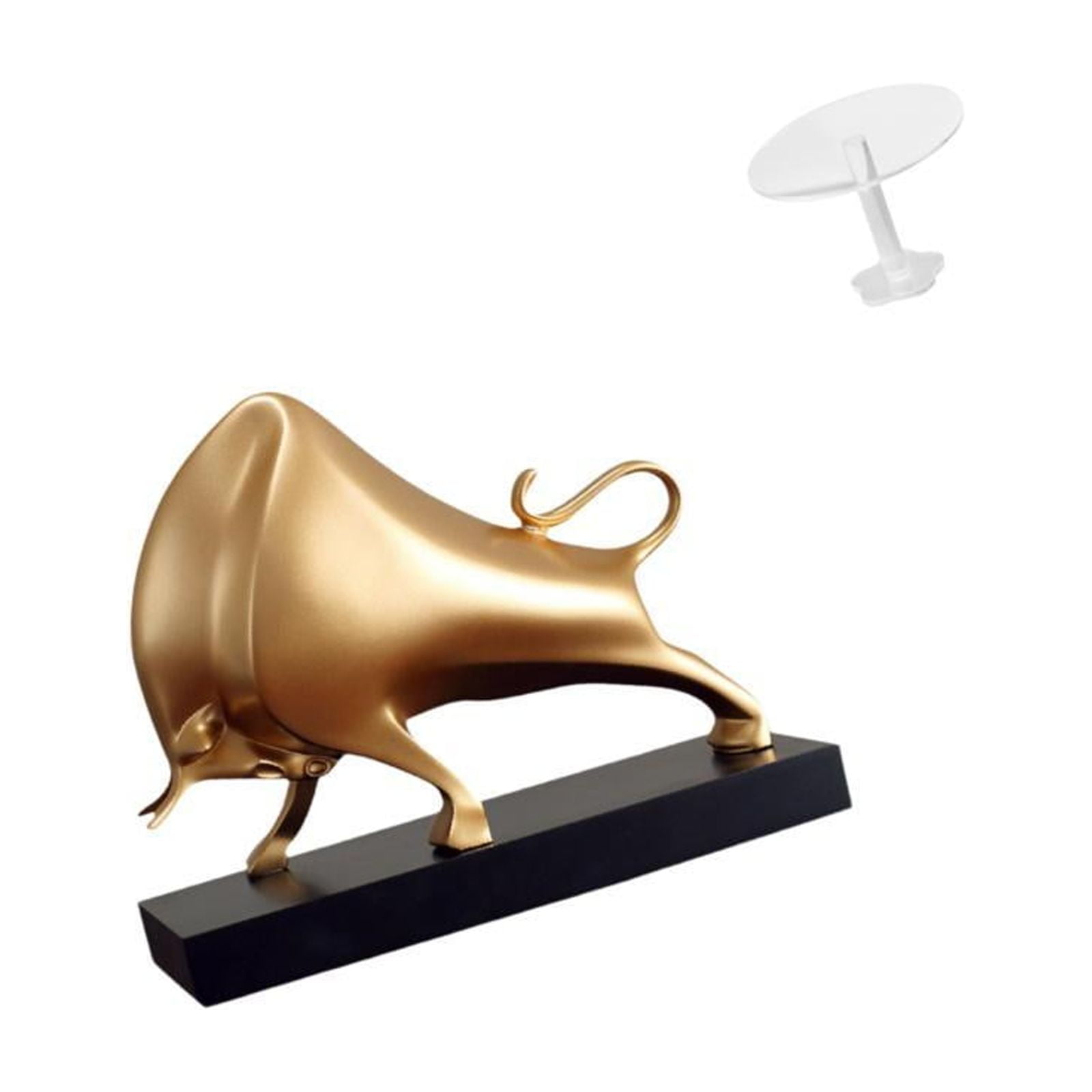 2 Pack Abstract Bull Statue Ox Figurine Miniature End Table Resin Acrylic Gift for Children Living Room Office Bedroom