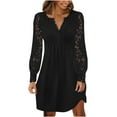 thumbnail image 2 of Finelylove Black Floral Dresses Cowl Neck Dress A-line Long Long Sleeve Printed Black XL, 2 of 6