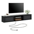 thumbnail image 6 of Wampat 2-Tier Floating TV Stand for 80" TVs, Wall Mounted Media Console Entertainment Center with Power Outlet, Floating TV Shelf for Living Room, Bedroom, Black, 6 of 10