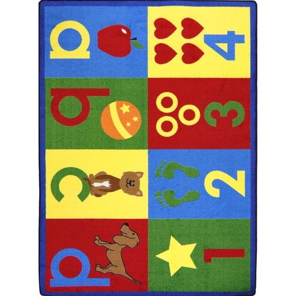 Joy Carpets Kid Essentials Toddler Basics 3'10" x 5'4" Area Rug in Color Bold