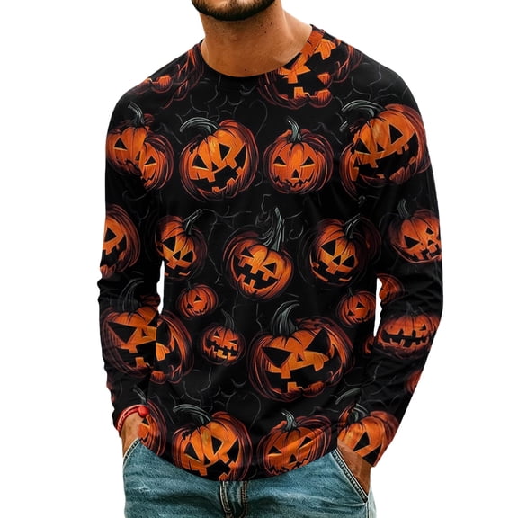 DORKASM Mens Halloween Shirt Crew Neck Lightweight Funny Print Novelty Shirts Long Sleeve Skeleton 2026 Causal Tee Vintage Fall Winter Ghost Graphic Costumes Red S