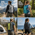 thumbnail image 6 of Small Hiking Backpack 20L - Lightweight Water-Resistant Hiking Daypack with Hydration System Compatible,Smart Camping Travel Backpack for Men Women,Outdoor Rucksack for Climbing Cycling(Cyan-20L), 6 of 11