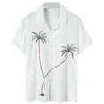 thumbnail image 1 of Camisas Hombre Manga Larga Camisa floral para hombres Tropical Casual Manga corta Botón abajo Impreso Camisas de playa (White, 4XL), 1 of 3