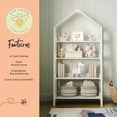 thumbnail image 5 of Buzz & Bloom Kids Open-Style Wooden Bookshelf with 4 Shelves and Covered Triangular Top, White, 5 of 11