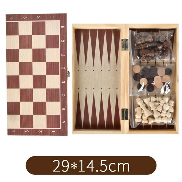 Aparatos de entretenimiento Juego de ajedrez de madera 3 en 1, juego de backgammon, juego de ajedrez de madera portátil para adultos y niños