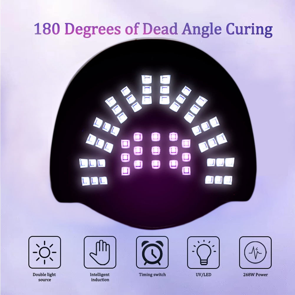 DEISNGB 268W UV LED Nail Lamp, Nail Dryer for Gel Polish,UV Light For Gel Nails, 4 Timers UV Nail Lamp Professional Nail Light, 57Pcs Lamp Beads and Automatic Sensor(White)