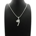 thumbnail image 2 of Stone Stud Tilted Crown Number Micro Pendant with 3mm Box Chain Necklace, #7/Silver-Tone/24", 2 of 2