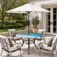thumbnail image 2 of Round Outdoor Tablecloth with Umbrella Hole and Zipper, Teal Blue Beach Coastal Tablecloth with Elastic Waterproof, Summer Nautical Seaside Ocean Ombre Patio Table Covers for 36" - 44" Pool Tables, 2 of 9