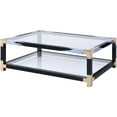 thumbnail image 1 of ACME Table Basse Lafty 54 Pouces avec Plateau en Verre, Blanc Brossé et Noir, 1 of 5