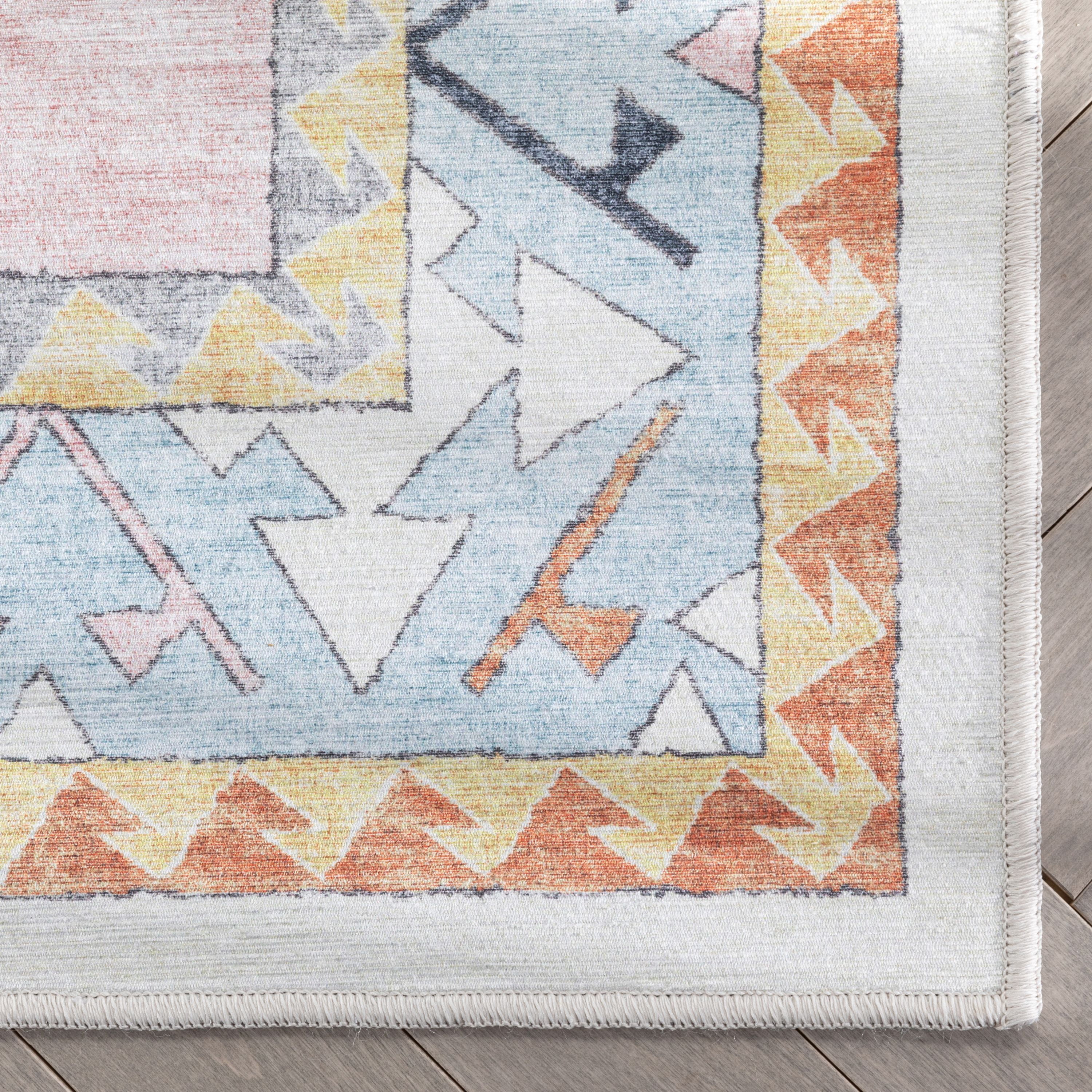 Well Woven Kids Rugs Ethnic Soft Medallion Modern Pink Beige Printed Distressed Machine Washable 5' x 7' Area Rug