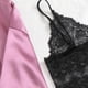 thumbnail image 5 of Lencería para Mujer Encaje Satén Sujetador Inalámbrico Camisola Pantalones Cortos Pijama Bata Conjunto De Cuatro Piezas Lencería Sexy Body Lencería De Talla Grande,Purple,2XL, 5 of 9