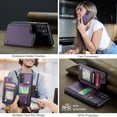thumbnail image 6 of 1SaniMore for Samsung Galaxy A14 5G Wallet Case, RFID Blocking PU Leather Kickstand Credit Slots Flip Folio Protective Case, Double Magnetic Clasp Durable Shockproof Cover for Samsung A14 5G, Purple, 6 of 9