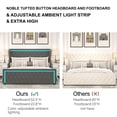 thumbnail image 5 of Queen Platform Bed Frame with High Headboard, Velvet Upholstery, Deep Tufted Buttons, Adjustable LED Light, Wide Wingbacks Bed,No Box Spring Needed,Gray, 5 of 8