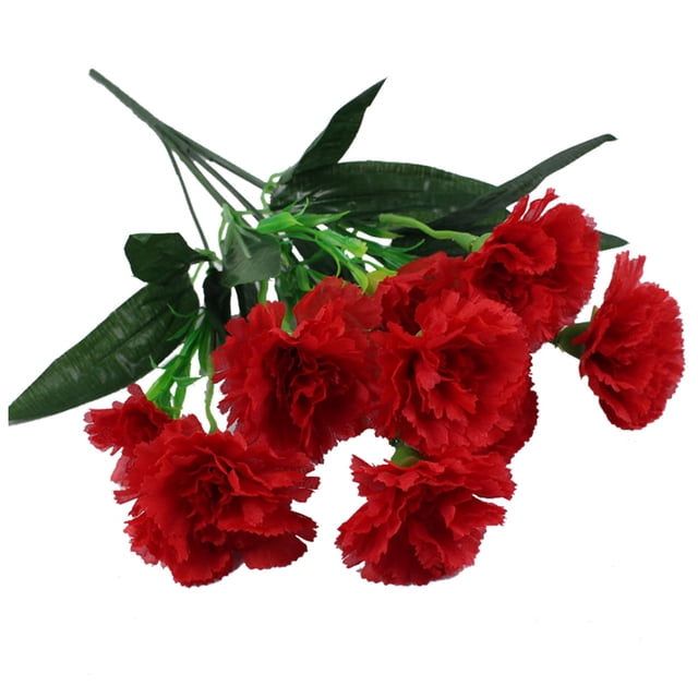 Regalo para el día de los claveles Flores artificiales Flores artificiales reales Decoración para bodas en el hogar Arreglo floral Ramo decorativo Flores artificiales decorativas