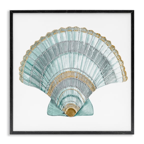 Stupell Industries Regal Shells Scallop Black Framed Giclee Art, design by Lorenzo Collective
