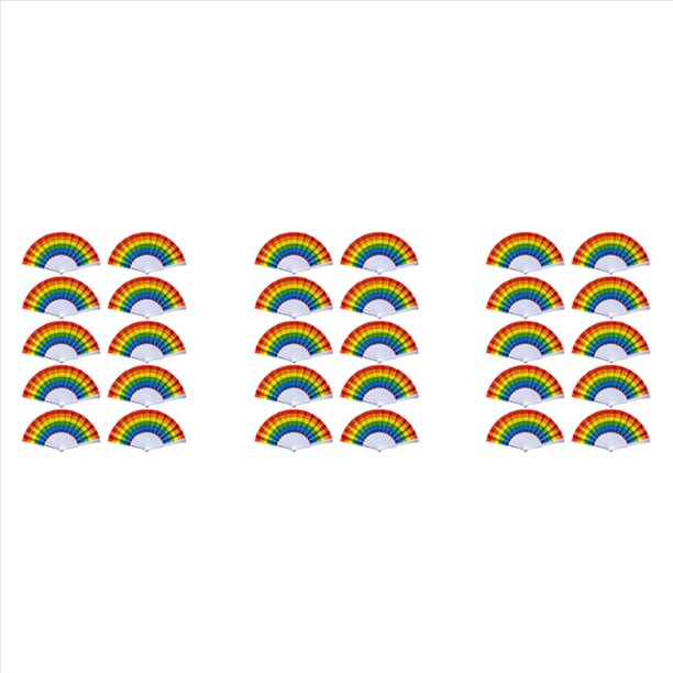 30X Rainbow Fan Pride Abanicos de Mano Plegables Accesorios del Orgullo Gay Accesorios Rainbow Decoraciones Mes del Orgullo