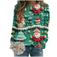 thumbnail image 4 of Sgkm Fashion Womens Tops Christmas Graphic O Neck Oversized Sweatshirt Vibrant Tops for Women Trendy L Green, 4 of 6