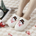 thumbnail image 2 of Christmas Fuzzy Slippers for Women Men Funny Print Matching House Shoes Furry Lined Winter Warm Anti-Slip Bedroom Slides Black 7.5, 2 of 5