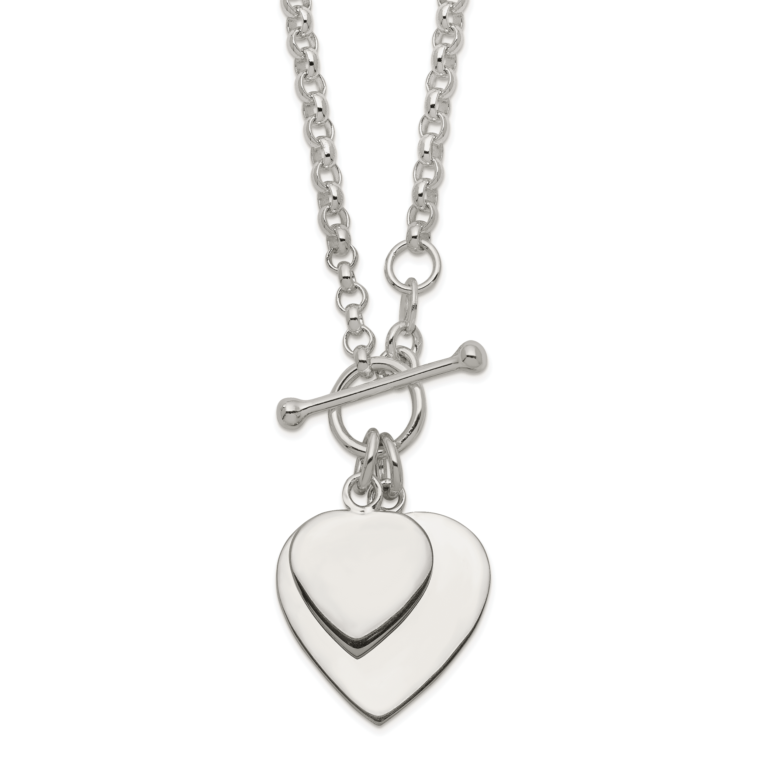 Polished Sterling Silver Double Heart 