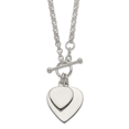 thumbnail image 1 of 925 Sterling Silver Double Heart Toggle Necklace 18 Inch, 1 of 2